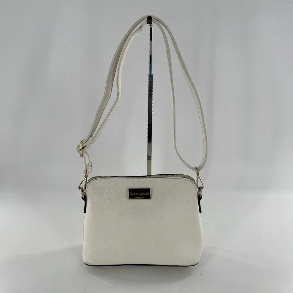 Kate Spade Zip Dome Jeanne Crossbody Saffiano Leather Meringue Cream Ivory Strap